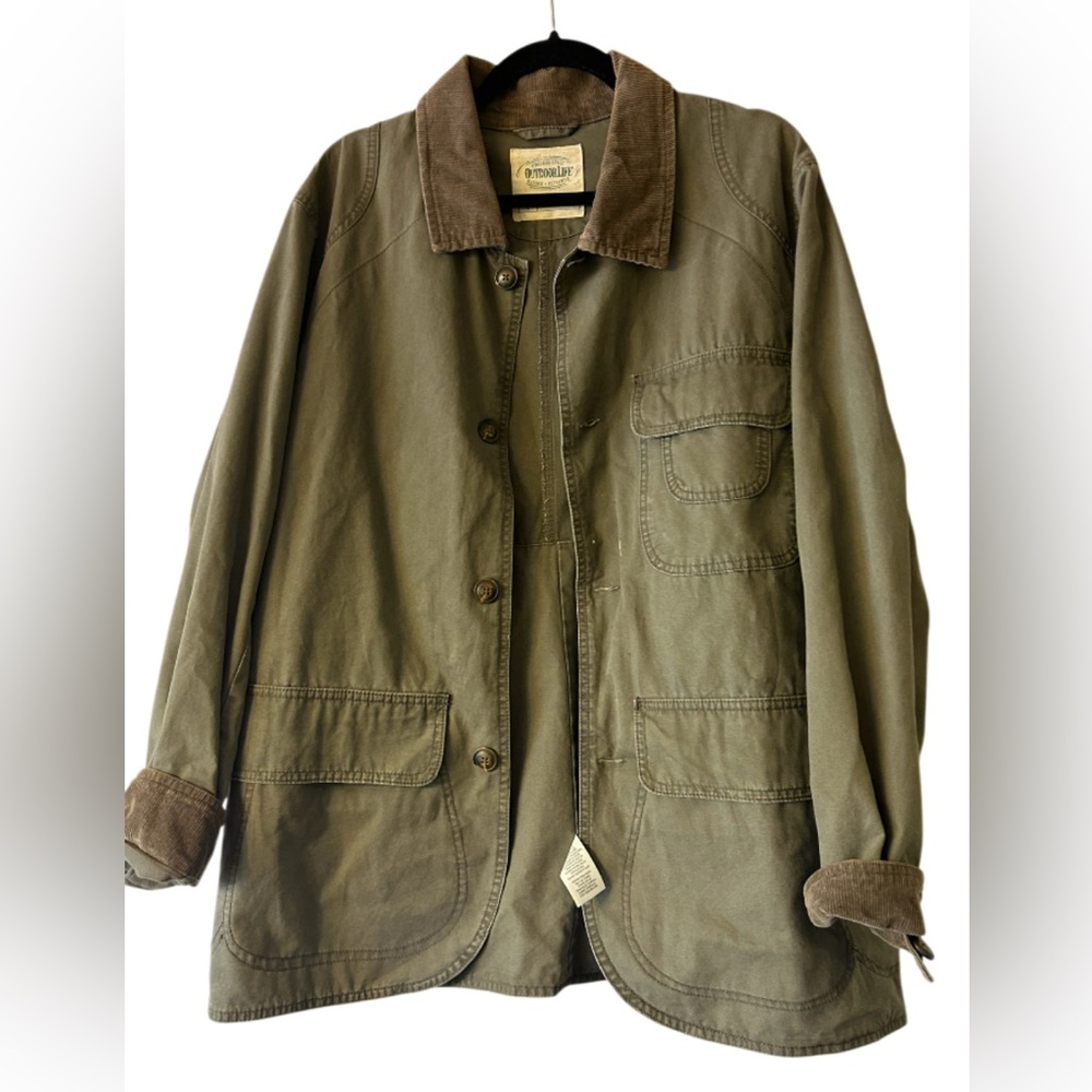 Orvis Khaki Jacket with Dark Brown Trim